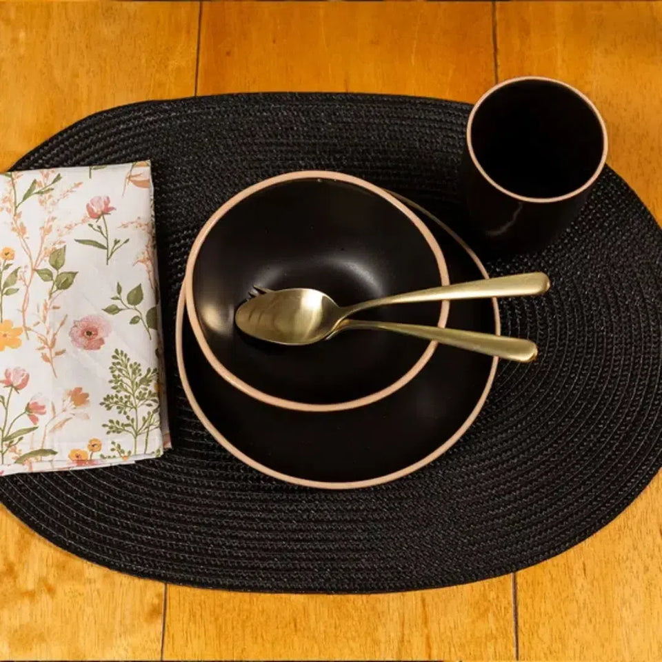 Jogo Americano Oval Luna Preto 33x48cm