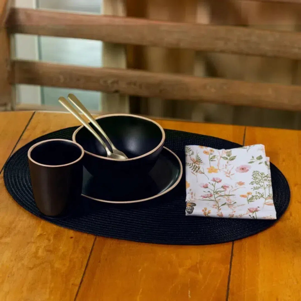 Jogo Americano Oval Luna Preto 33x48cm