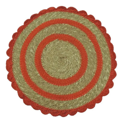 Jogo Americano Palha Cestaria Detalhe Croche Coral 34cm