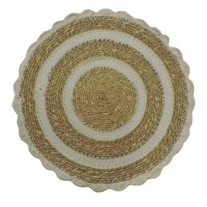 Jogo Americano Palha Cestaria Detalhe Croche Off White 34cm