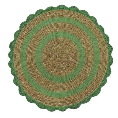 Jogo Americano Palha Cestaria Detalhe Croche Verde 34cm