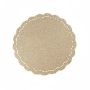 Jogo Americano Redondo Bordado D4 Bege 36,5cm Tuut