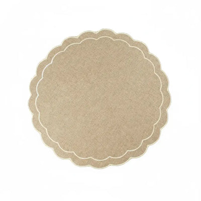 Jogo Americano Redondo Bordado D4 Bege 36,5cm Tuut