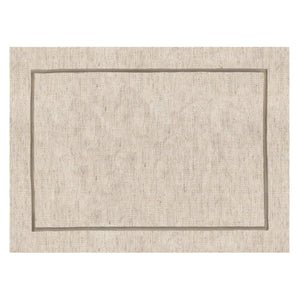 Jogo Americano Retangular Linho Off White Borda Bege 38x52