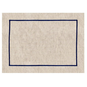 Jogo Americano Retangular Linho Off White Borda Marinho 38x52