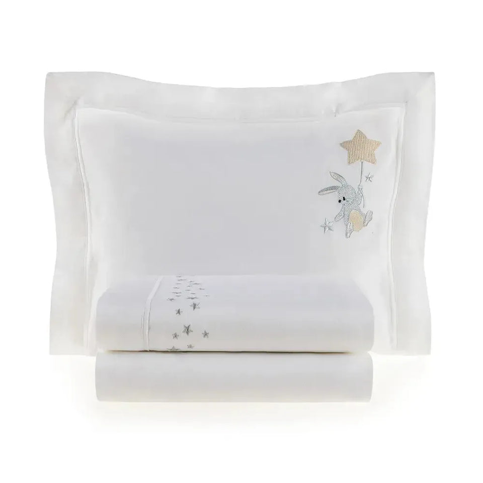 Jogo de Berço Baby Bene 3 Pçs 100% Algodão Egípcio Branco Trussardi