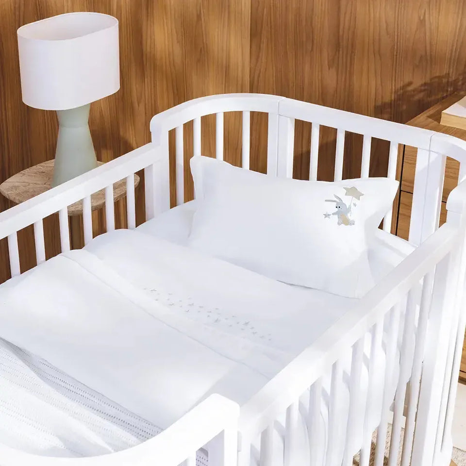 Jogo de Berço Baby Bene 3 Pçs 100% Algodão Egípcio Branco Trussardi