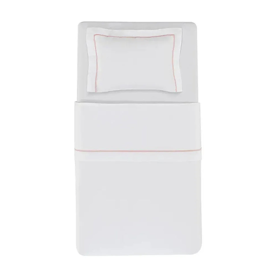 Jogo de Berço Baby Dolce 3 Pçs 100% Algodão Egípcio Branco / Rosa Trussardi