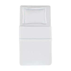 Jogo de Berço Baby Dolce 3 Pçs 100% Algodão Egípcio Branco / Soft Blue Trussardi