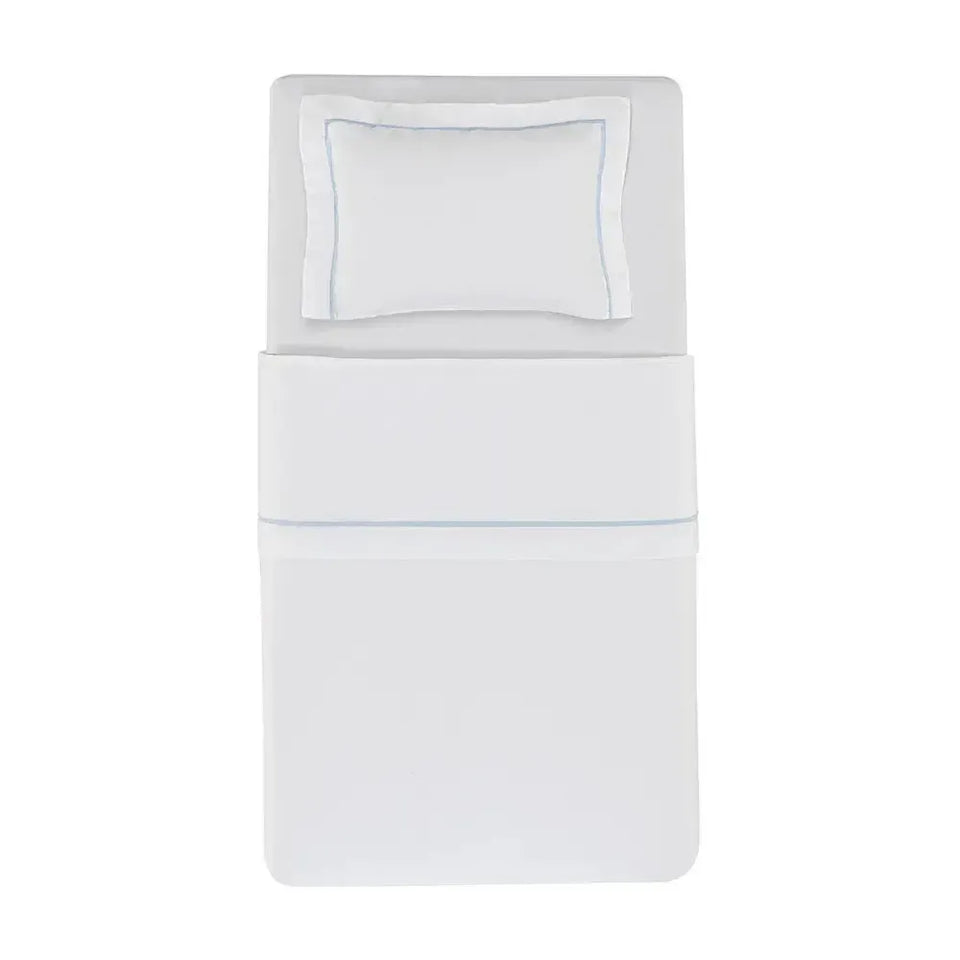 Jogo de Berço Baby Dolce 3 Pçs 100% Algodão Egípcio Branco / Soft Blue Trussardi