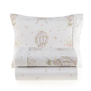 Jogo de Berço Baby Felice 3 Pçs 100% Algodão Egípcio Branco / Rosa Trussardi