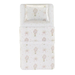 Jogo de Berço Baby Felice 3 Pçs 100% Algodão Egípcio Branco / Rosa Trussardi