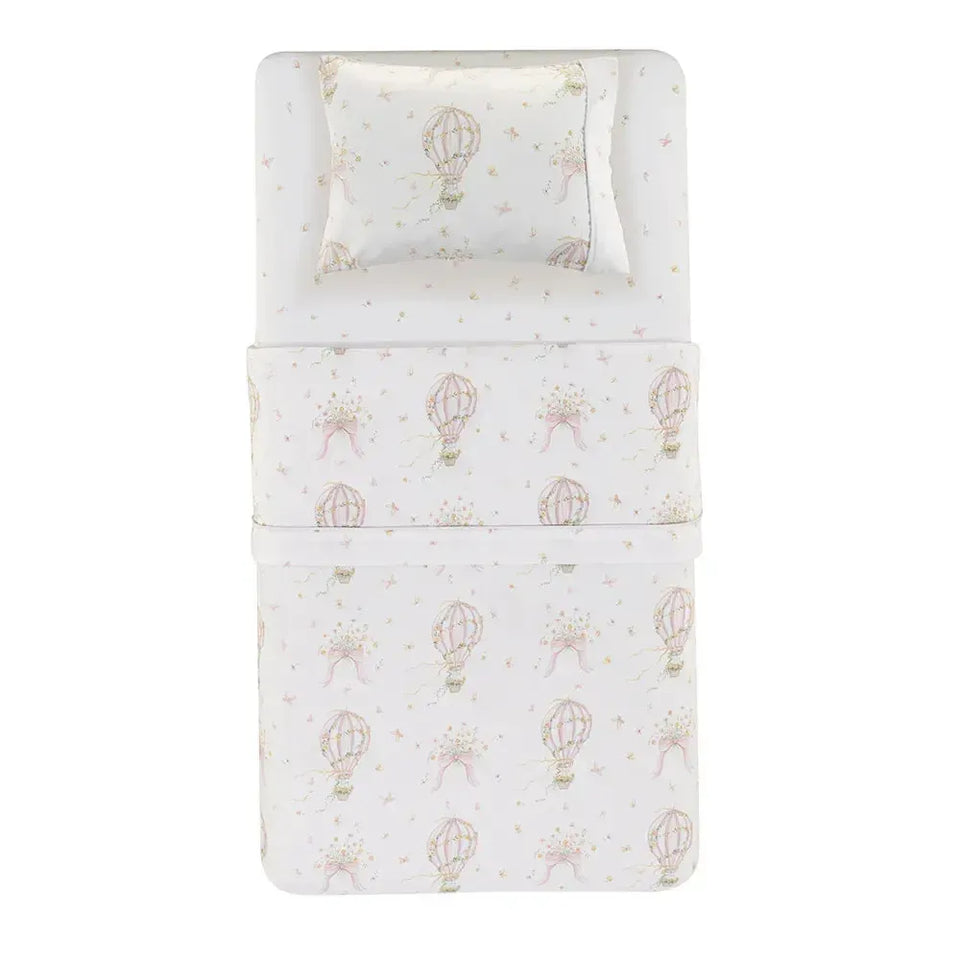 Jogo de Berço Baby Felice 3 Pçs 100% Algodão Egípcio Branco / Rosa Trussardi