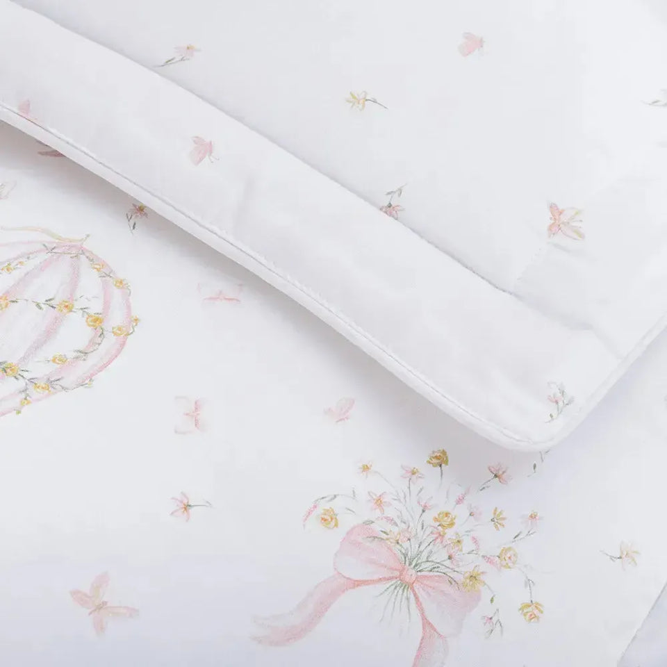 Jogo de Berço Baby Felice 3 Pçs 100% Algodão Egípcio Branco / Rosa Trussardi