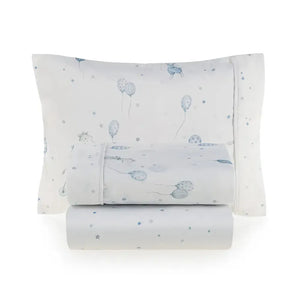 Jogo de Berço Baby Incanto 3 Pçs 100% Algodão Egípcio Branco / Azul Trussardi