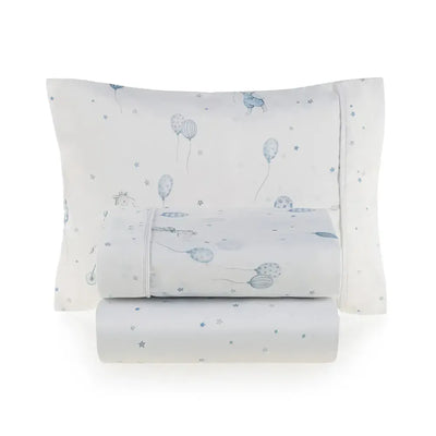 Jogo de Berço Baby Incanto 3 Pçs 100% Algodão Egípcio Branco / Azul Trussardi