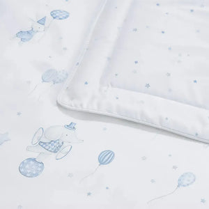 Jogo de Berço Baby Incanto 3 Pçs 100% Algodão Egípcio Branco / Azul Trussardi