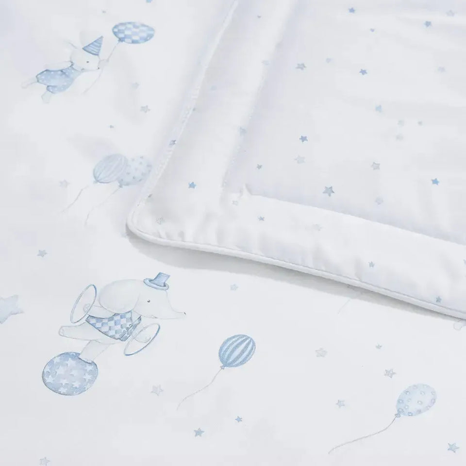 Jogo de Berço Baby Incanto 3 Pçs 100% Algodão Egípcio Branco / Azul Trussardi