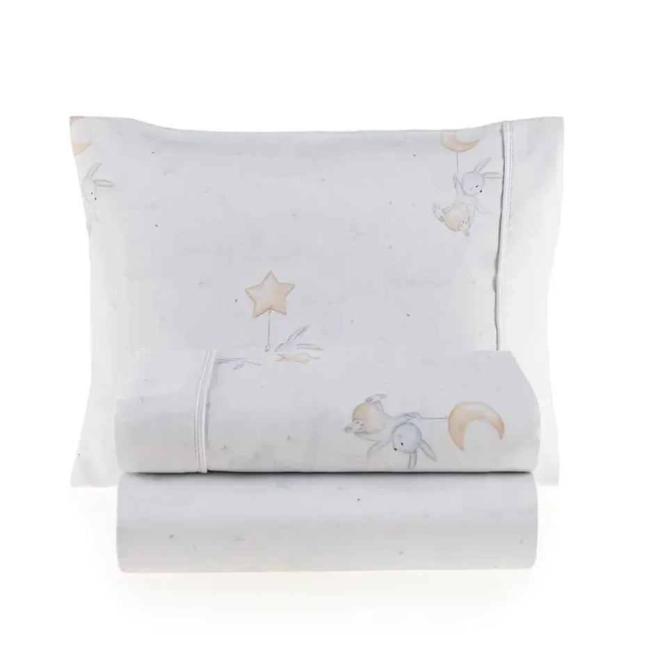 Jogo de Berço Baby Luna 3 Pçs 100% Algodão Egípcio Branco Trussardi