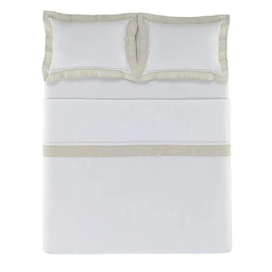 Jogo de Cama Queen Fiesole 4 Pçs 200 Fios 100% Algodão Branco / Grigio Trussardi