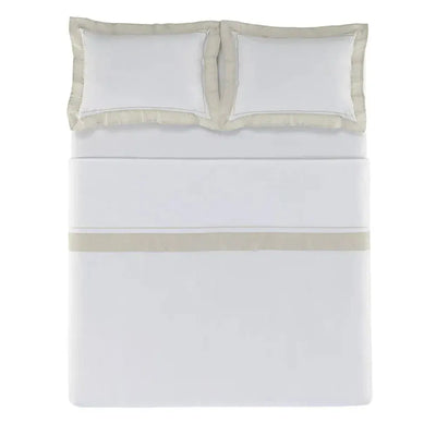 Jogo de Cama Queen Fiesole 4 Pçs 200 Fios 100% Algodão Branco / Grigio Trussardi