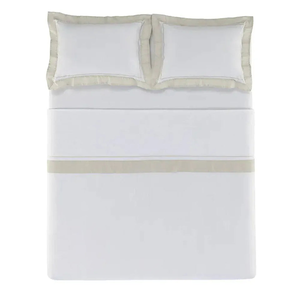 Jogo de Cama Queen Fiesole 4 Pçs 200 Fios 100% Algodão Branco / Grigio Trussardi