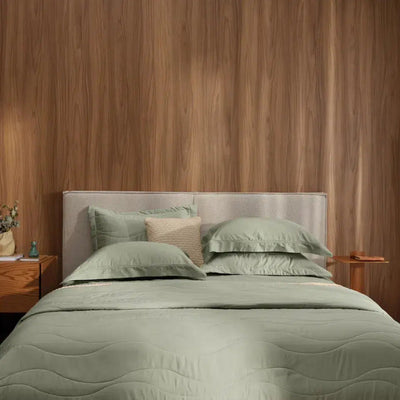 Jogo de Cama Casal Galieno 4 Pçs 300 Fios Cetim 100% Algodão Egípcio Pistacchio Trussardi