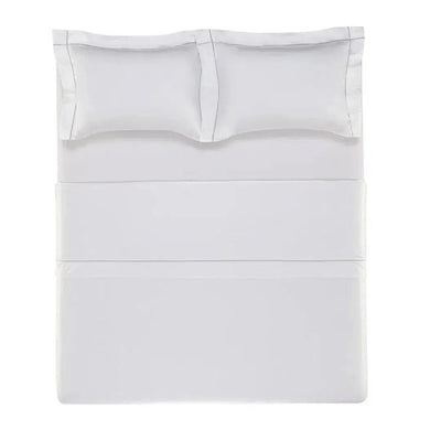Jogo de Cama Girelli 4 Pçs 300 Fios 100% Bambu Branco / Platino Trussardi