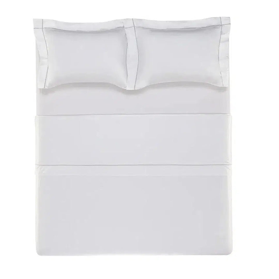 Jogo de Cama Girelli 4 Pçs 300 Fios 100% Bambu Branco / Platino Trussardi