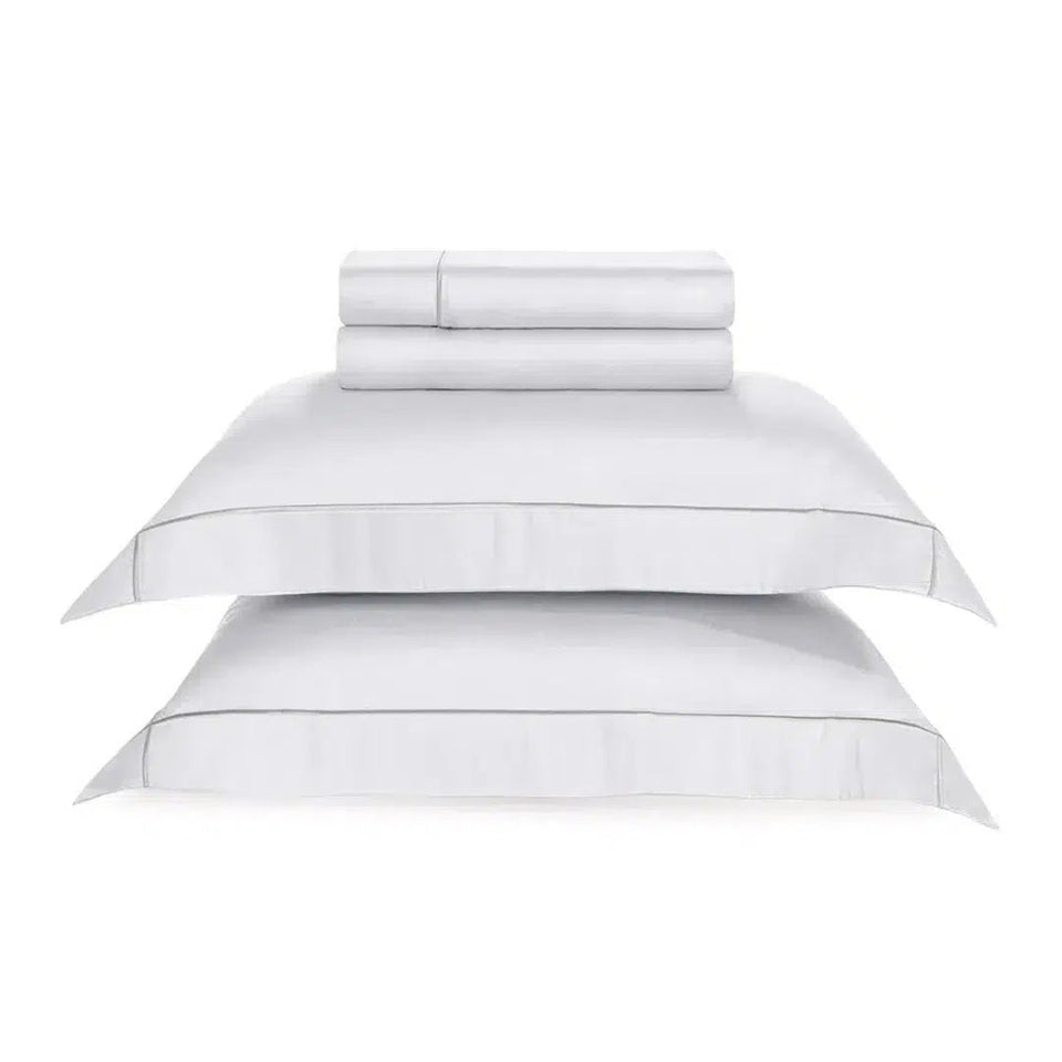 Jogo de Cama Girelli 4 Pçs 300 Fios 100% Bambu Branco / Platino Trussardi