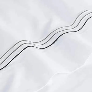 Jogo de Cama Queen Menfi 4 Pçs 200 Fios 100% Algodão Branco / Cinza Trussardi