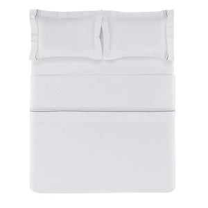 Jogo de Cama Queen Menfi 4 Pçs 200 Fios 100% Algodão Branco / Cinza Trussardi