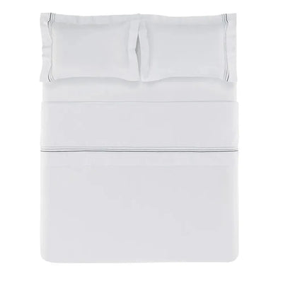 Jogo de Cama Queen Menfi 4 Pçs 200 Fios 100% Algodão Branco / Cinza Trussardi