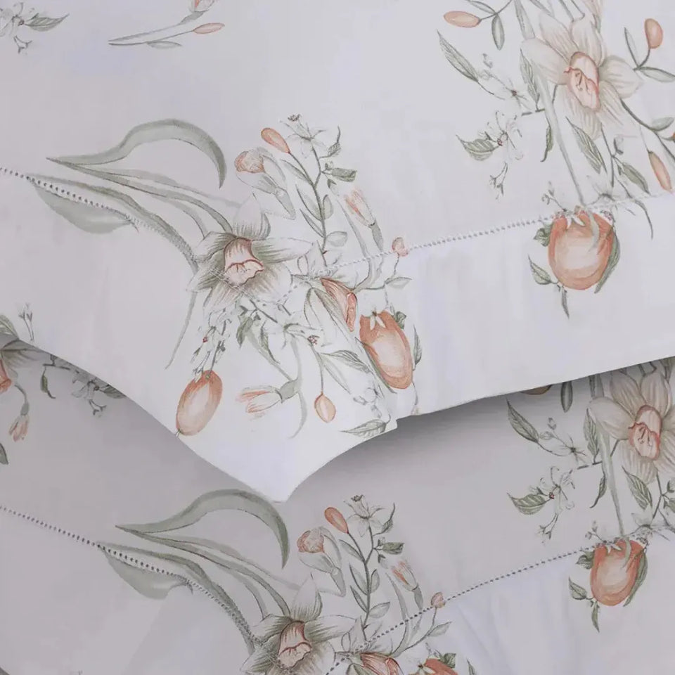 Jogo de Cama King Narciso 4 Pçs 200 Fios Cetim 100% Algodão Trussardi