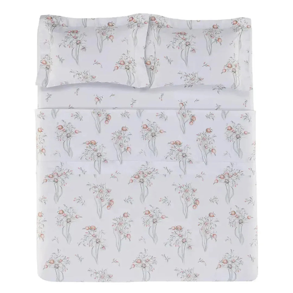 Jogo de Cama King Narciso 4 Pçs 200 Fios Cetim 100% Algodão Trussardi