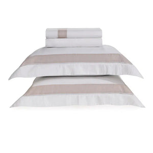 Jogo de Cama Casal Rivus 4 Pçs 300 fios 55% Linho / 45% Algodão Branco / Natural Trussardi