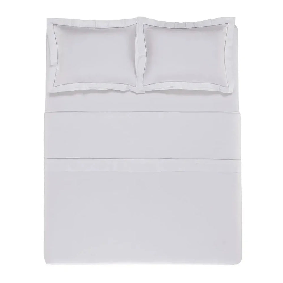 Jogo de Cama King Branco 4 Pçs 300 Fios Cetim 100% Algodão Egípcio Doppio Trussardi