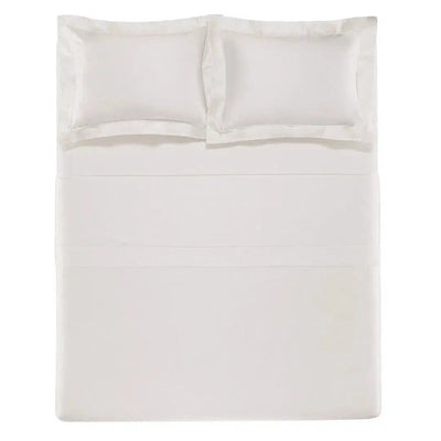 Jogo de Cama King Dominicani 4 Pçs 600 Fios Cetim 100% Algodão Egípcio Branco Trussardi