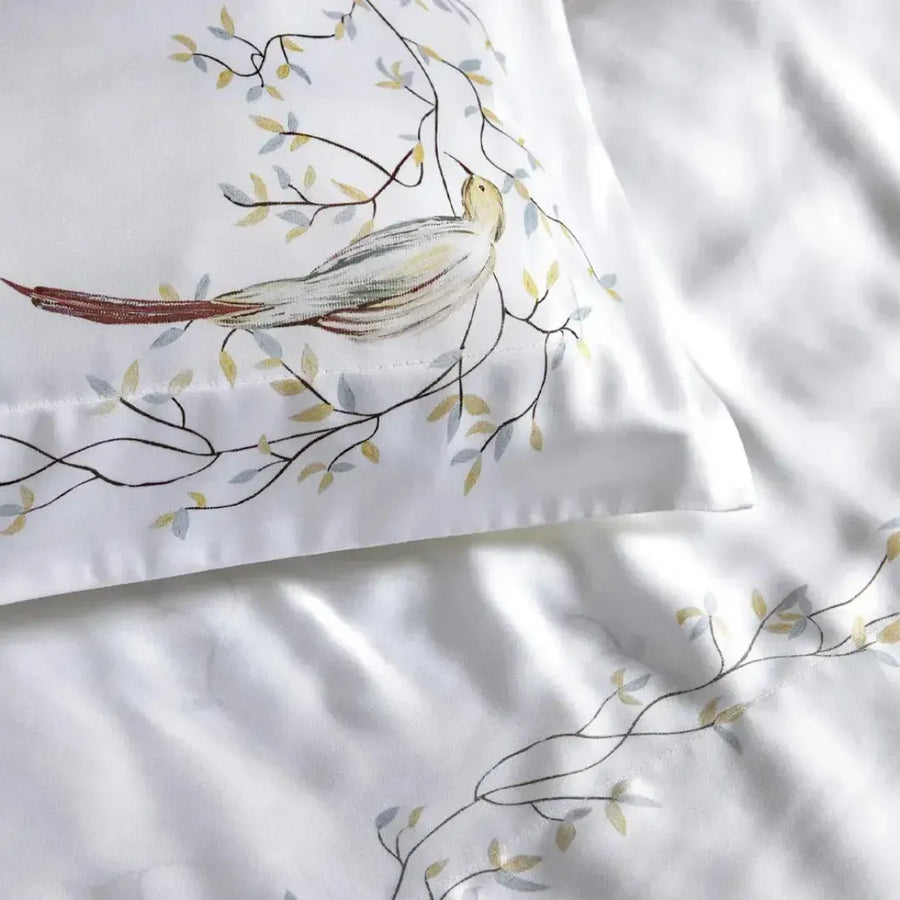 Jogo de Cama King Uccelli 4 Pçs 300 Fios Cetim 100% Bambu Trussardi