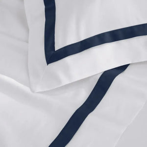 Jogo de Cama King Vercelli 4 Pçs 300 Fios 100% Algodão Egípcio Branco / Azul Siciliano Trussardi