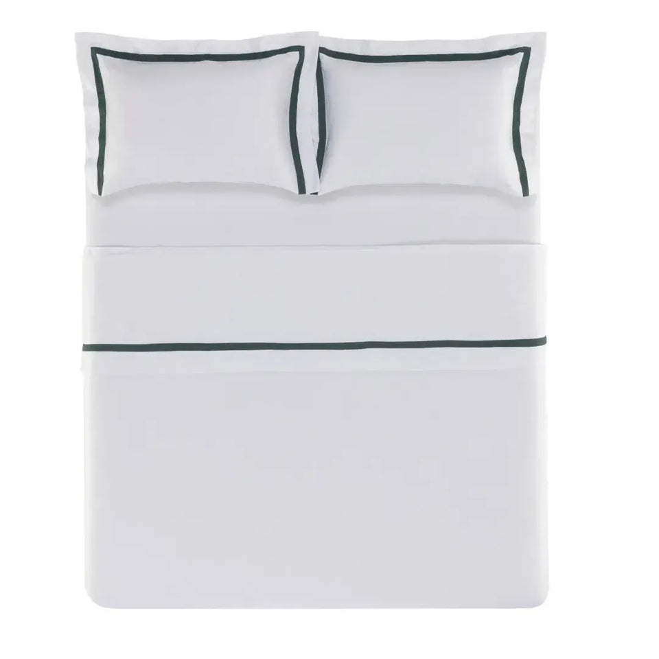 Jogo de Cama King Vercelli 4 Pçs 300 Fios 100% Algodão Egípcio Branco / Fogli Trussardi