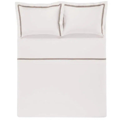 Jogo de Cama King Vercelli 4 Pçs 300 Fios 100% Algodão Egípcio Branco / Nocciola Trussardi