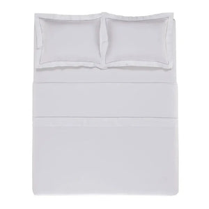 Jogo de Cama Queen Branco 4 Pçs 300 Fios Cetim 100% Algodão Egípcio Doppio Trussardi