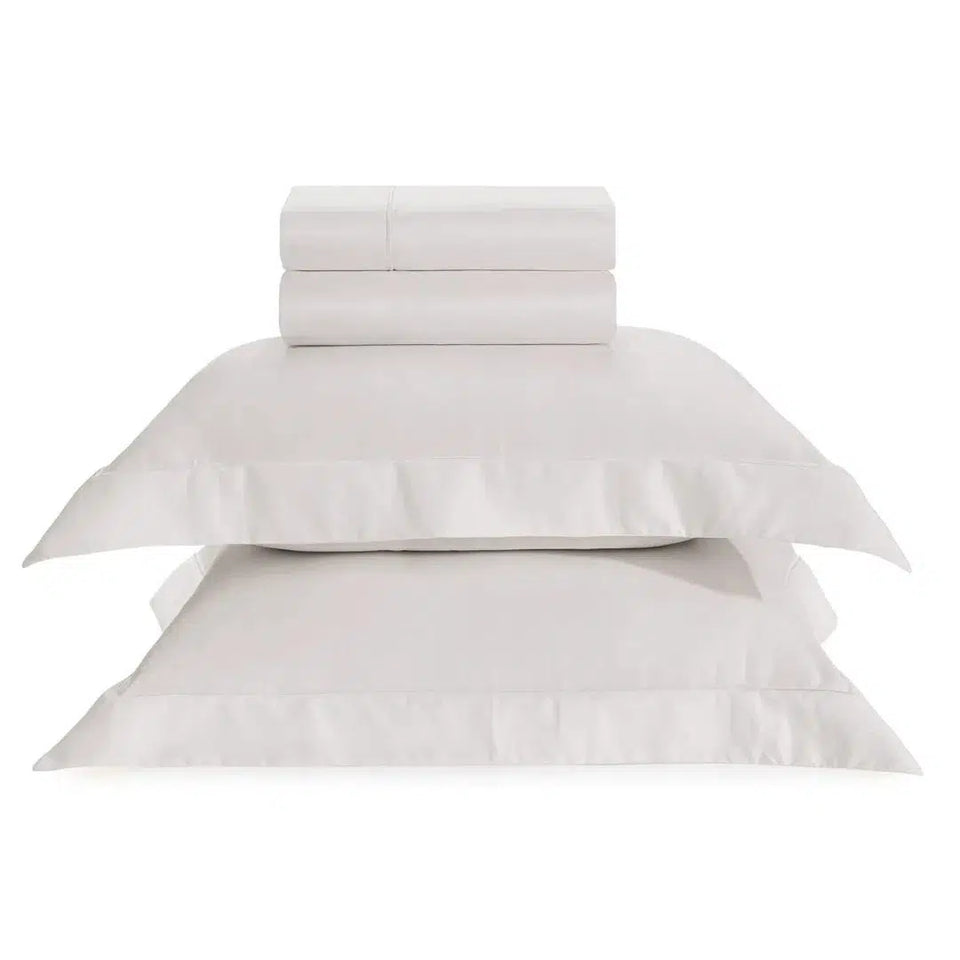Jogo de Cama Queen Dominicani 4 Pçs 600 Fios Cetim 100% Algodão Egípcio Branco Trussardi