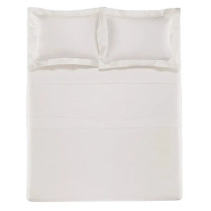 Jogo de Cama Queen Dominicani 4 Pçs 600 Fios Cetim 100% Algodão Egípcio Branco Trussardi
