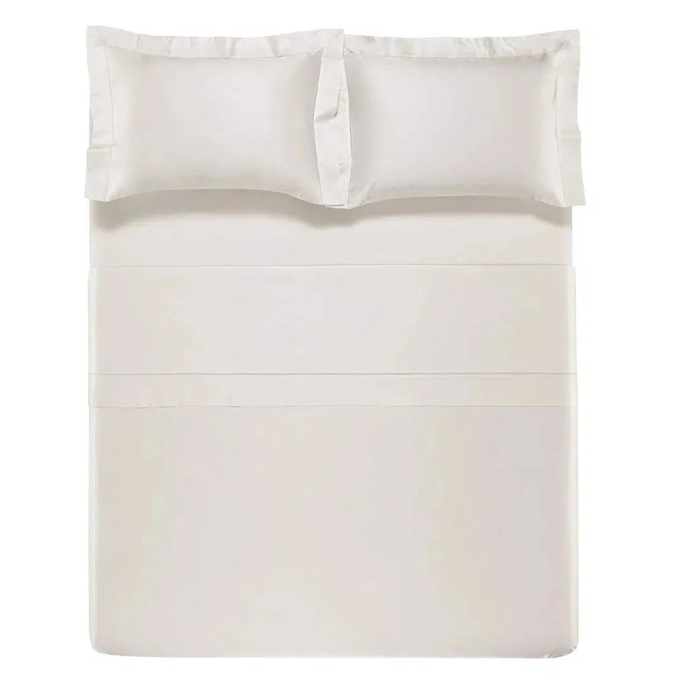 Jogo de Cama Queen Firmiano 4 Pçs 1000 Fios Cetim 100% Algodão Egípcio Branco Trussardi
