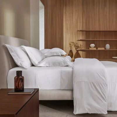 Jogo de Cama Queen Firmiano 4 Pçs 1000 Fios Cetim 100% Algodão Egípcio Branco Trussardi