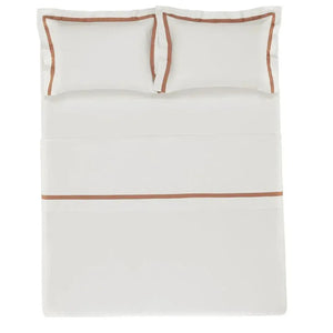 Jogo de Cama Queen Vercelli 4 Pçs 300 Fios 100% Algodão Egípcio Branco / Solare Trussardi