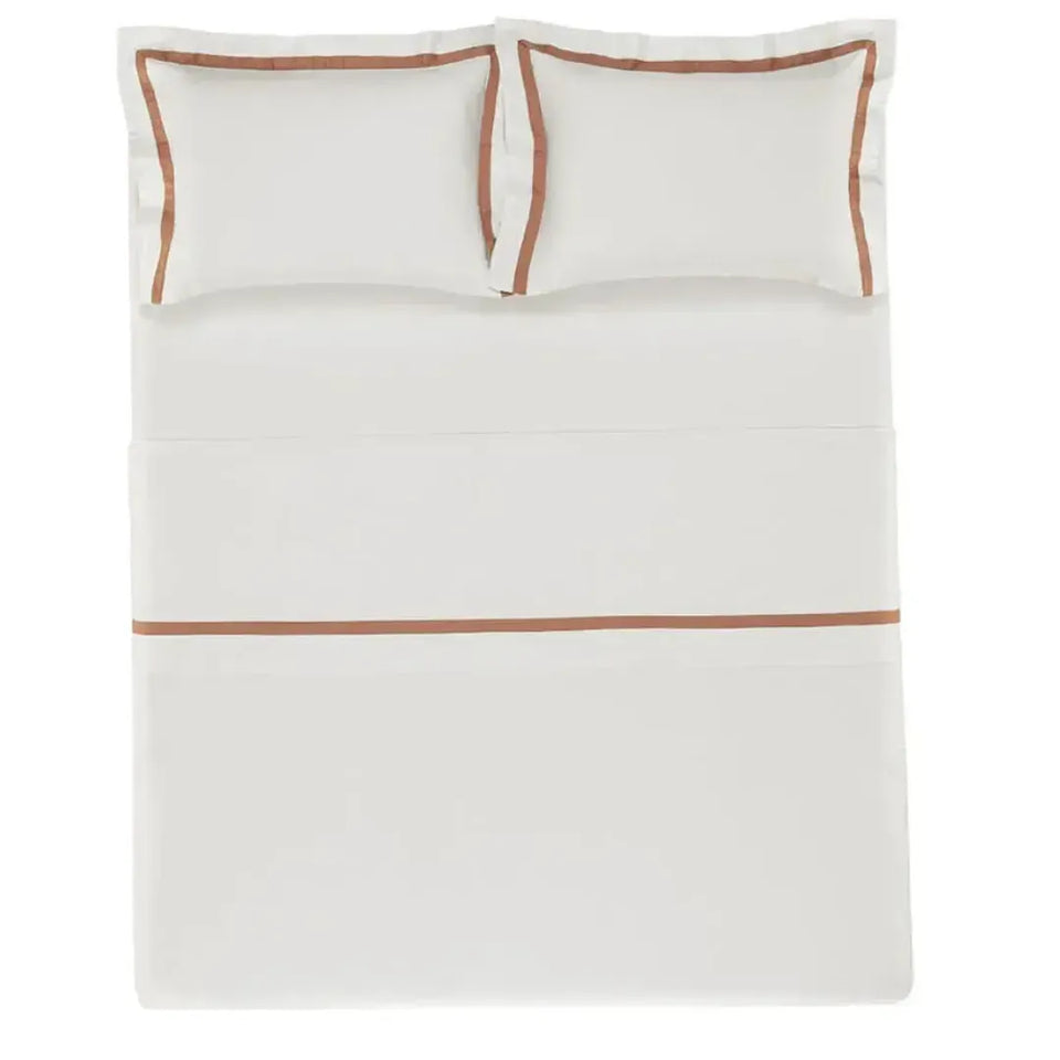 Jogo de Cama Queen Vercelli 4 Pçs 300 Fios 100% Algodão Egípcio Branco / Solare Trussardi