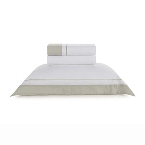Jogo de Cama Solteiro Fiesole 4 Pçs 200 Fios 100% Algodão Branco / Grigio Trussardi